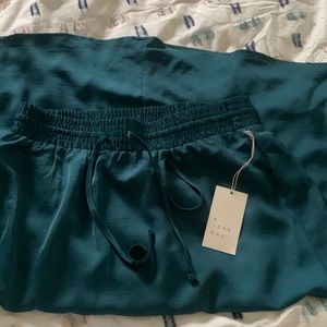 Midi Skirt Teal - Satin look